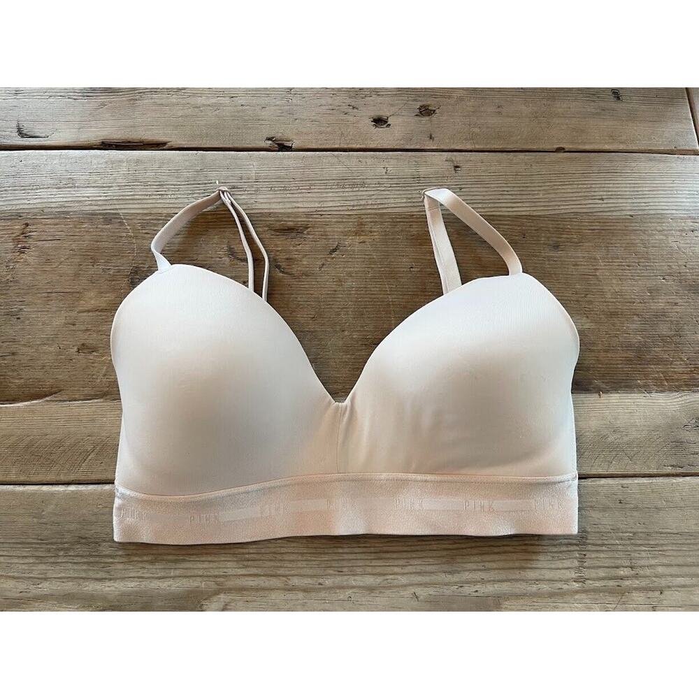 Victoria's Secret PINK Marzipan Logo 32D‎ Wear Everywhere Lined Wireless Bra